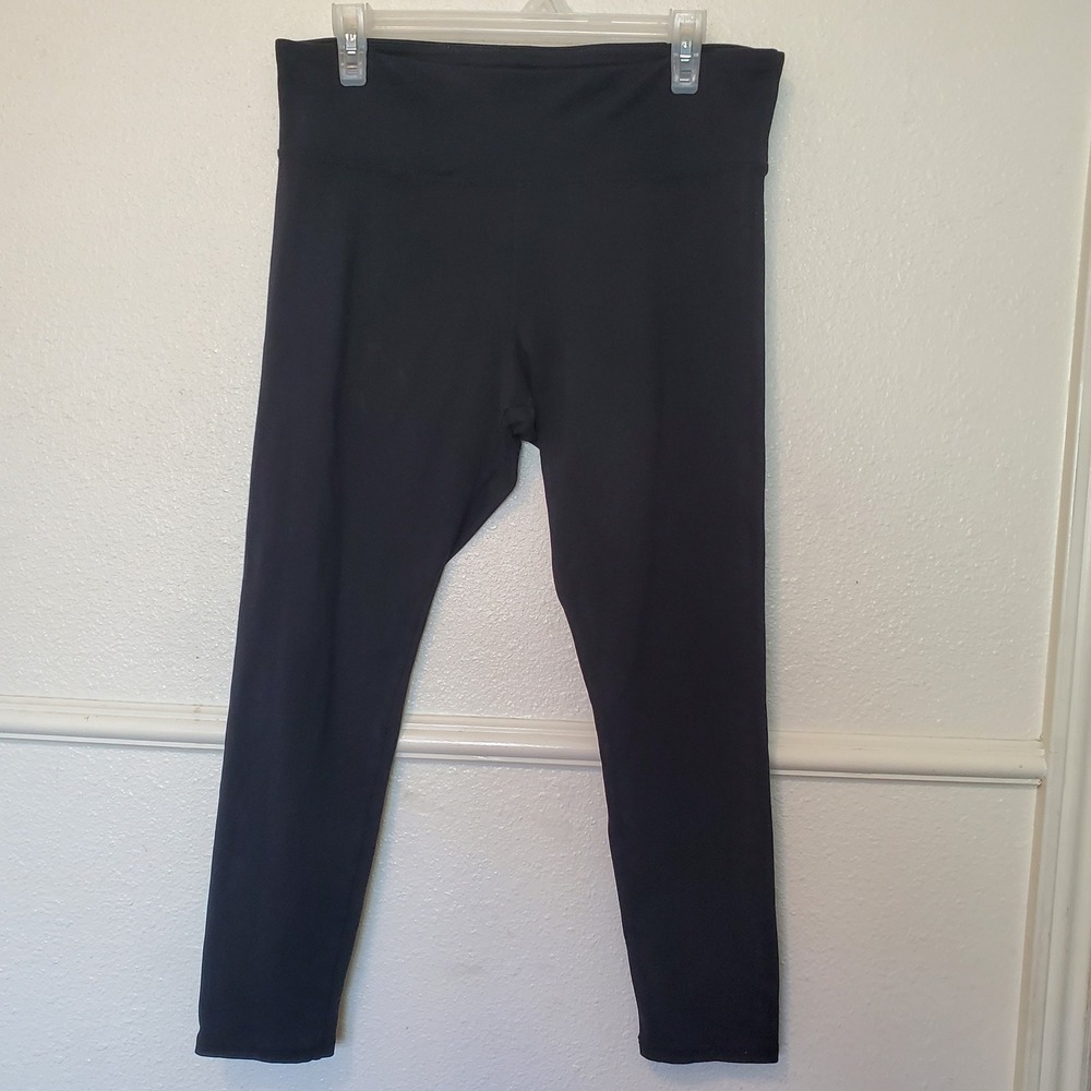 Jockey Womens XL Black Activewear Leggings Wide Waistband RN 50369 Stretch